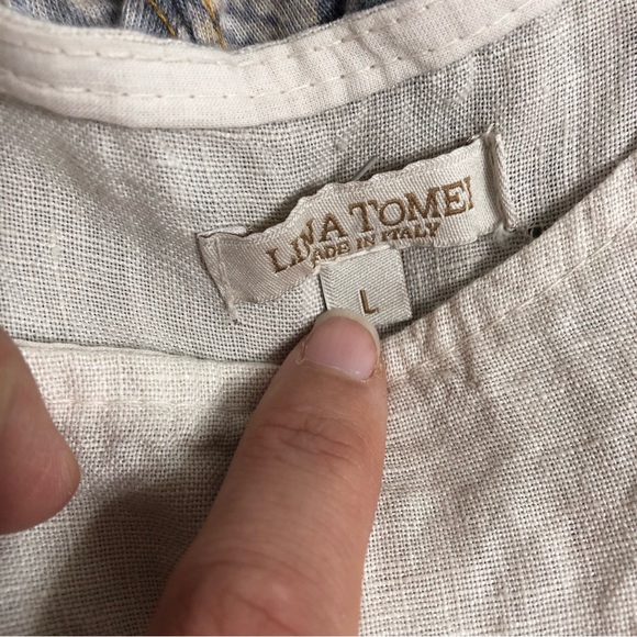 Lina Tomei Linen Blouse Size Large - Picture 10 of 13